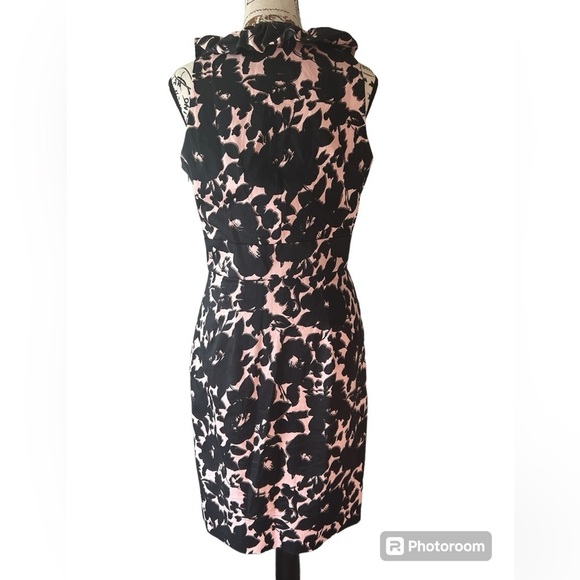 Taylor from Anthropologie structured pink and black floral midi dress size 6 - Picture 5 of 12